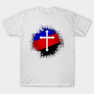 Paint Splatter Polyamory Pride Flag Cross Symbol T-Shirt